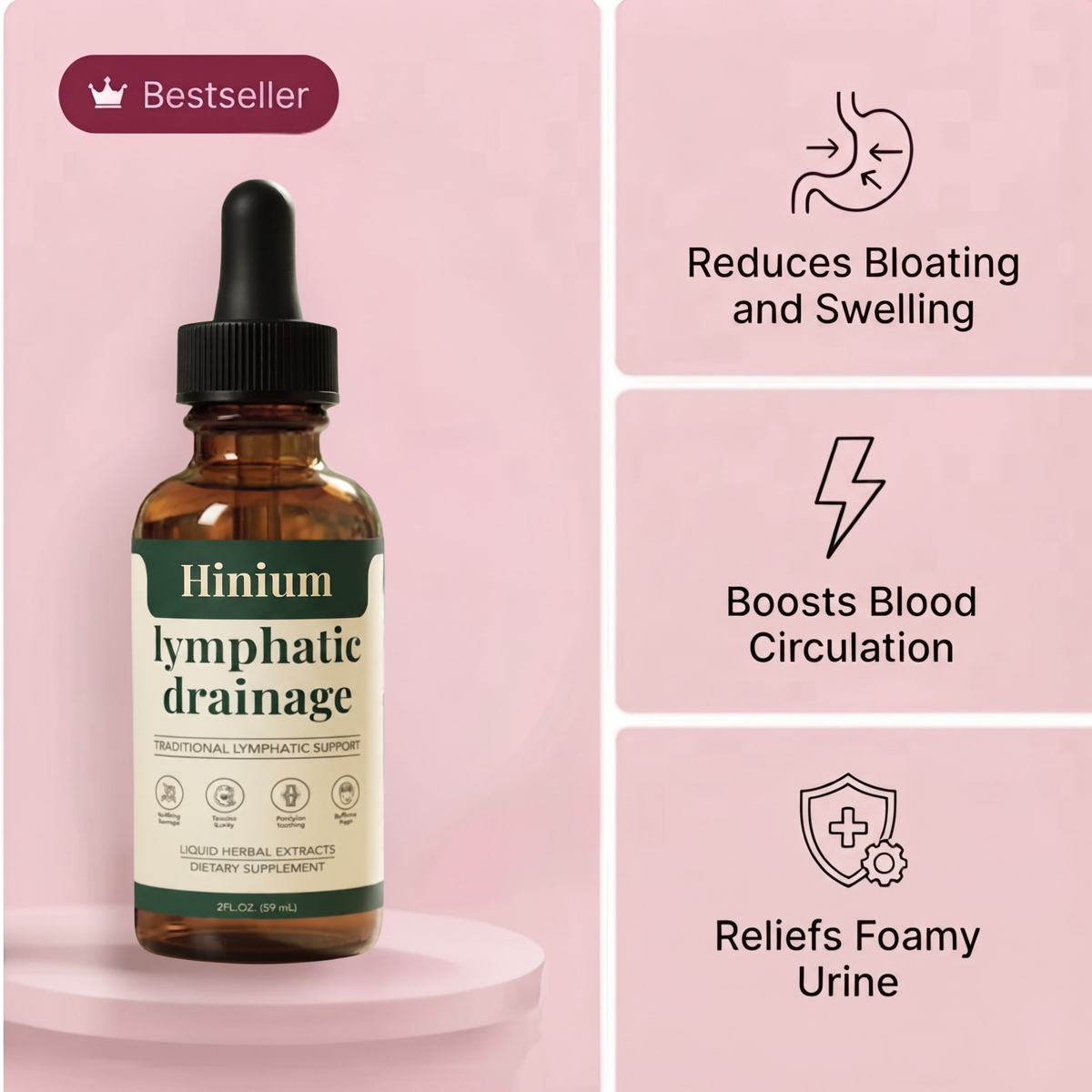 Hinium Lymphatic Drainage Drops - Daily Body Wellness and Relief